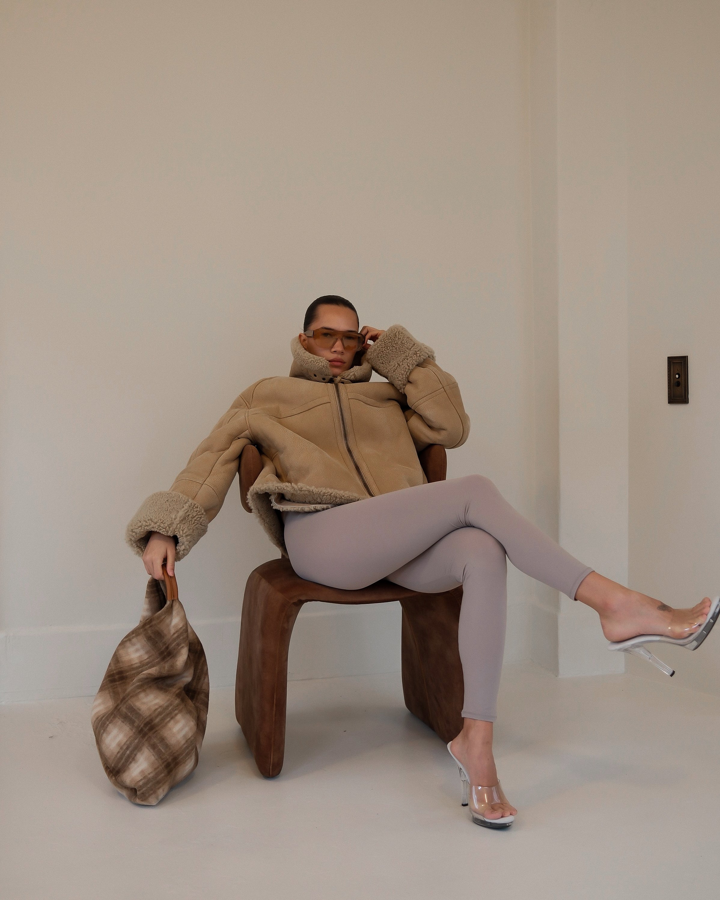 NODO TOTE - TAUPE CHECK